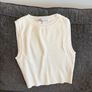 Zara Cream Sleeveless Knit Top